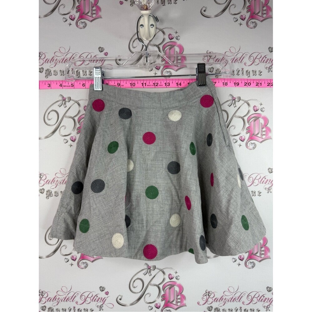 Janie and Jack skirt polka dot Gray Circle Skirt with Pink, Green & Black Dots